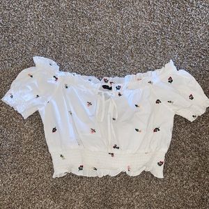 Off the shoulder embroidered crop top